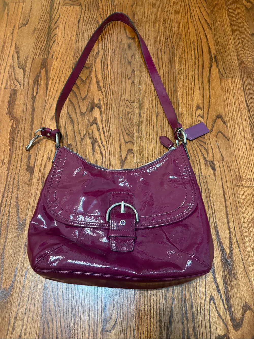 Coach Patent Leather Shoulder Bag in Berry